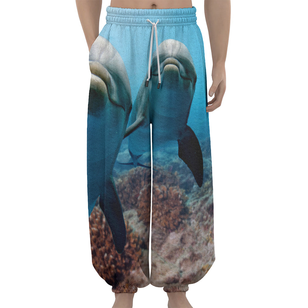 Cute Dolphins In The Ocean Print Lantern Pants