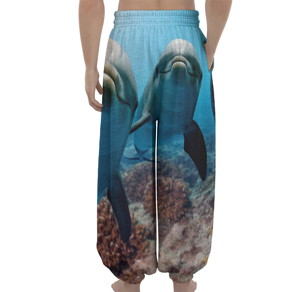 Cute Dolphins In The Ocean Print Lantern Pants