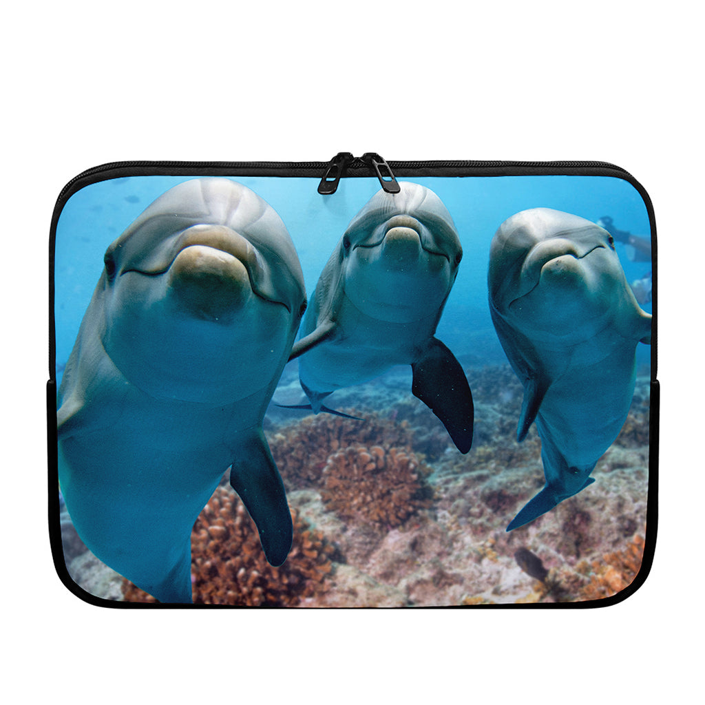 Cute Dolphins In The Ocean Print Laptop Sleeve