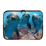 Cute Dolphins In The Ocean Print Laptop Sleeve