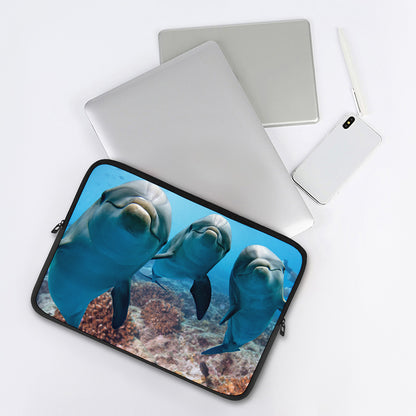 Cute Dolphins In The Ocean Print Laptop Sleeve