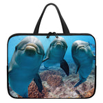 Cute Dolphins In The Ocean Print Laptop Sleeve With Handle