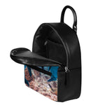 Cute Dolphins In The Ocean Print Leather Backpack