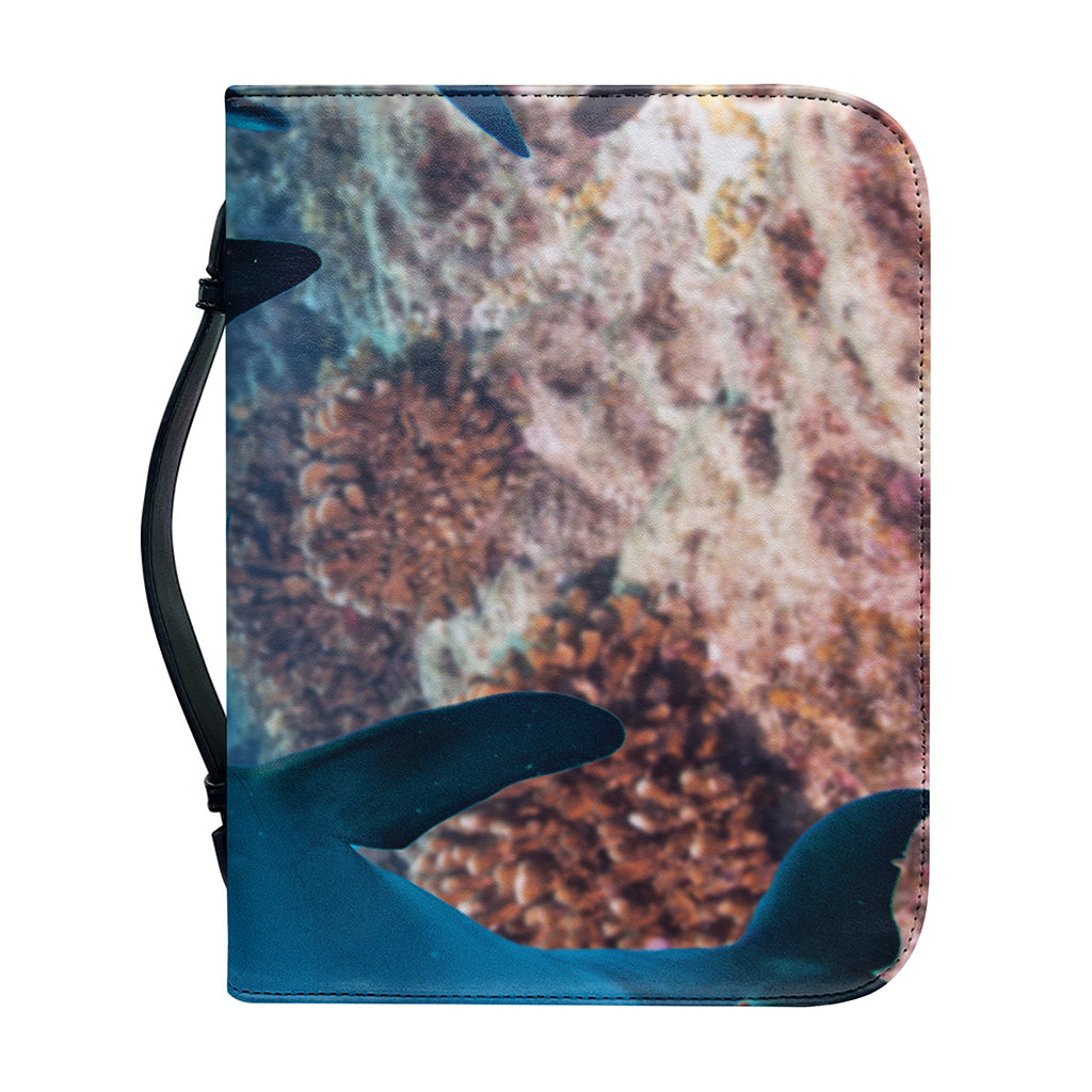 Cute Dolphins In The Ocean Print Leather Bible Cover