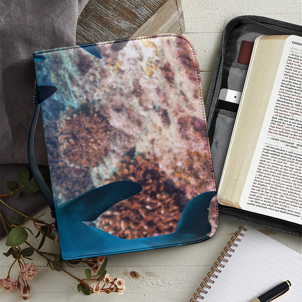 Cute Dolphins In The Ocean Print Leather Bible Cover