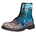 Cute Dolphins In The Ocean Print Lace-Up Boots