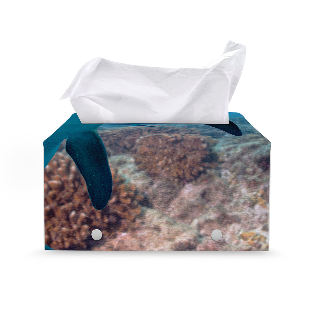 Cute Dolphins In The Ocean Print Leather Tissue Box Cover