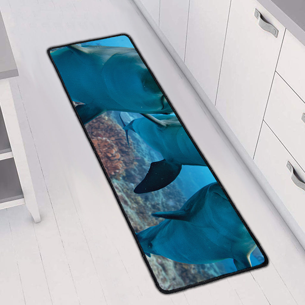 Cute Dolphins In The Ocean Print Long Kitchen Mat