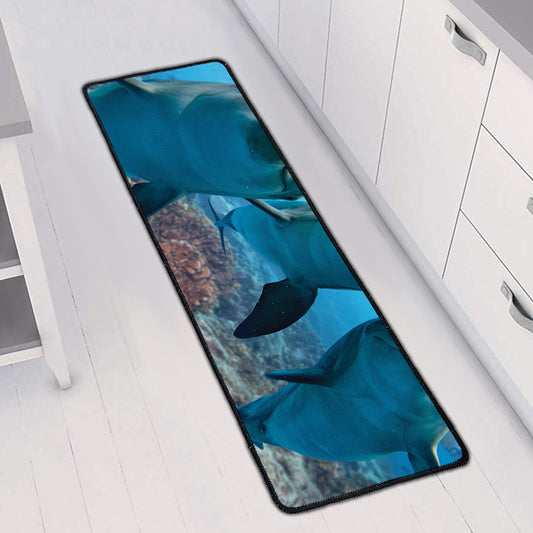 Cute Dolphins In The Ocean Print Long Kitchen Mat