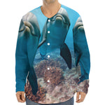 Cute Dolphins In The Ocean Print Long Sleeve Baseball Jersey