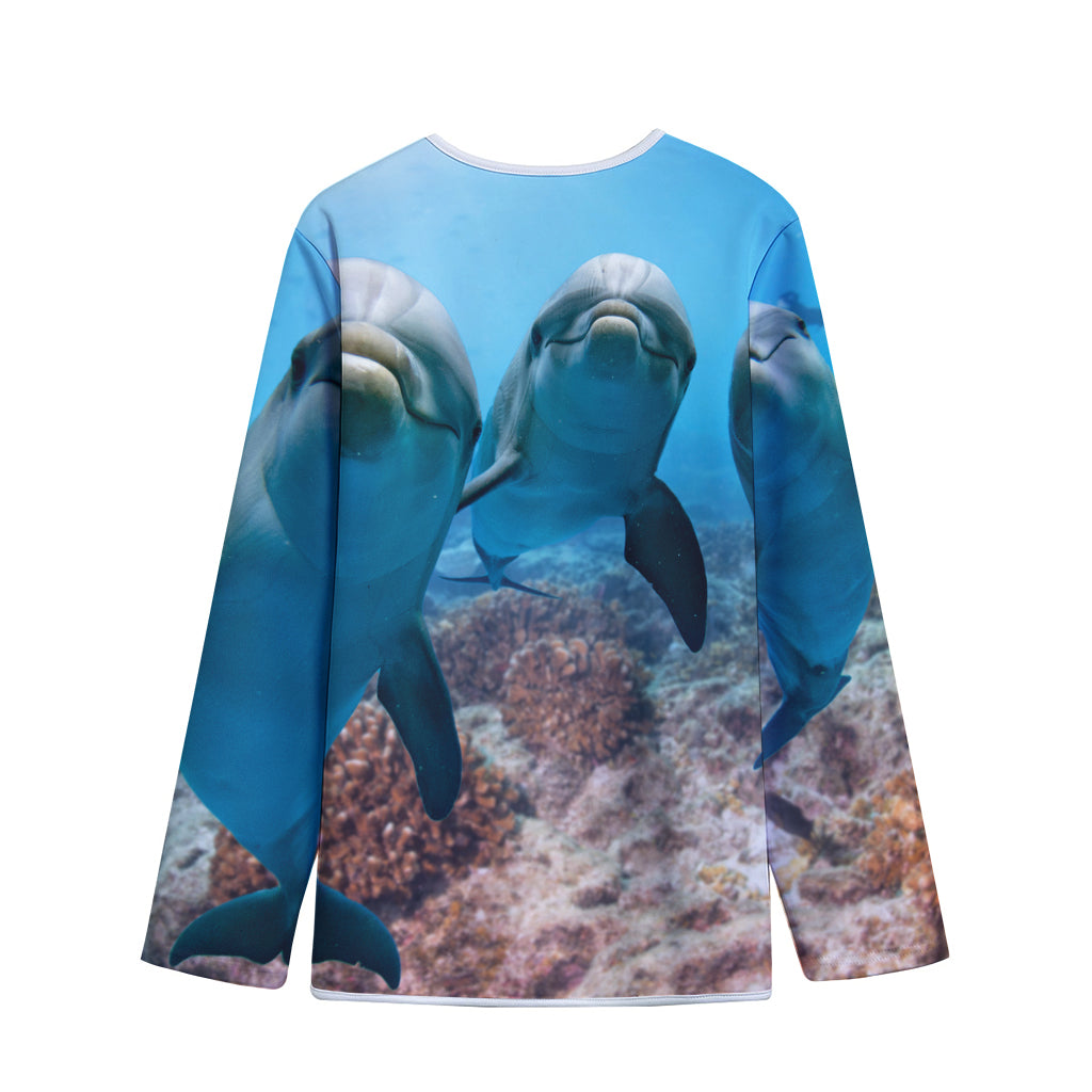 Cute Dolphins In The Ocean Print Long Sleeve Short Coat