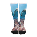 Cute Dolphins In The Ocean Print Long Socks