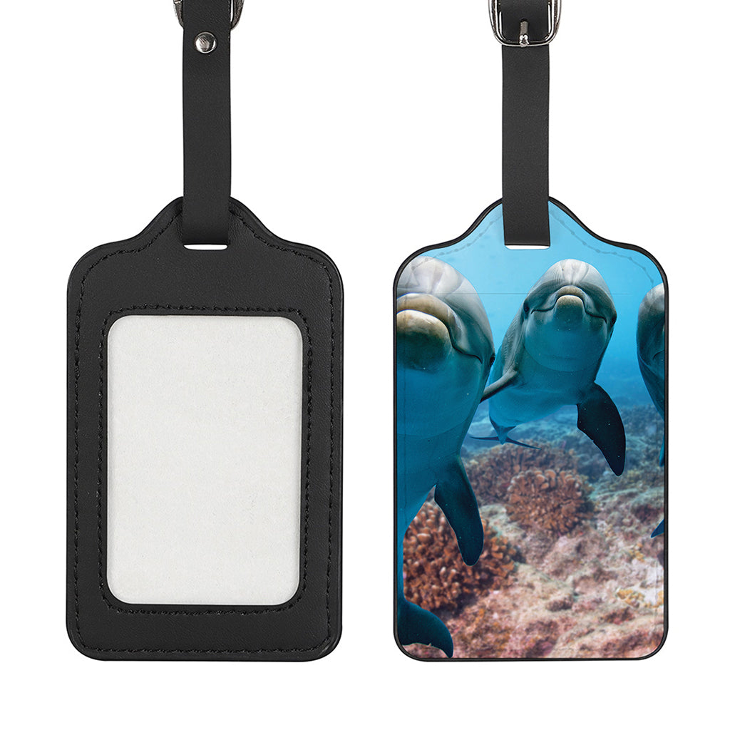 Cute Dolphins In The Ocean Print Luggage Tag