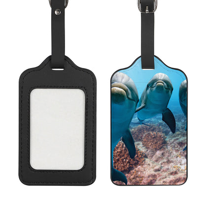 Cute Dolphins In The Ocean Print Luggage Tag