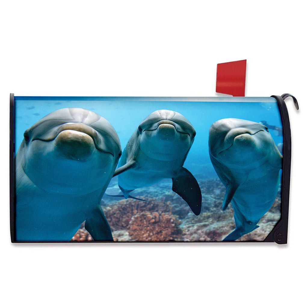 Cute Dolphins In The Ocean Print Mailbox Cover