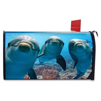 Cute Dolphins In The Ocean Print Mailbox Cover