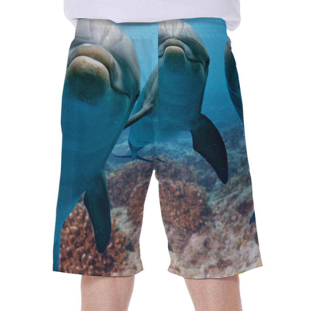 Cute Dolphins In The Ocean Print Men's Beach Shorts