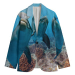 Cute Dolphins In The Ocean Print Men's Blazer