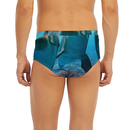 Cute Dolphins In The Ocean Print Men's Briefs