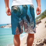 Cute Dolphins In The Ocean Print Men's Cargo Shorts