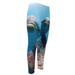 Cute Dolphins In The Ocean Print Men's Compression Pants