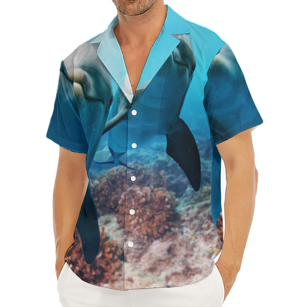 Cute Dolphins In The Ocean Print Men's Deep V-Neck Shirt