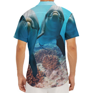 Cute Dolphins In The Ocean Print Men's Deep V-Neck Shirt