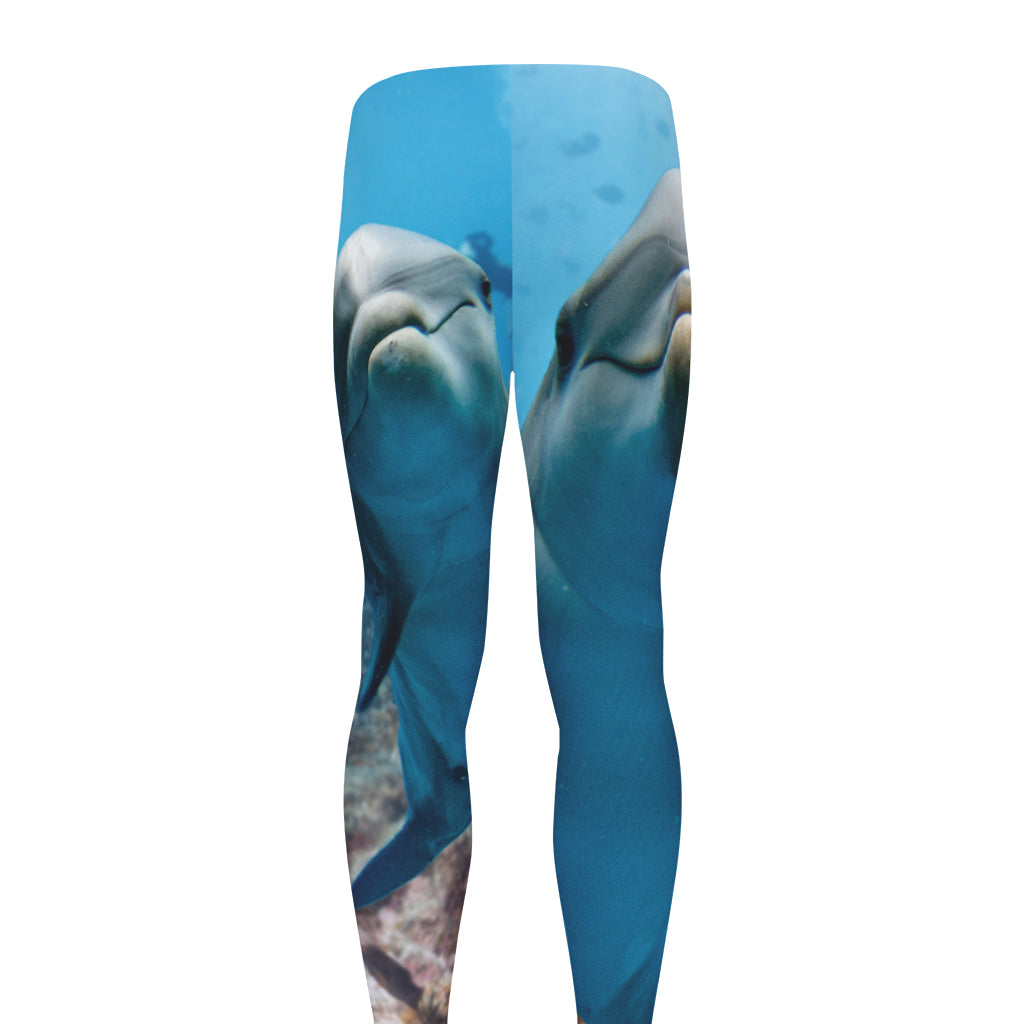Cute Dolphins In The Ocean Print Men's leggings