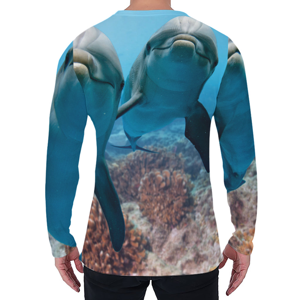 Cute Dolphins In The Ocean Print Men's Long Sleeve T-Shirt