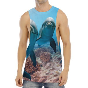 Cute Dolphins In The Ocean Print Men's Muscle Tank Top