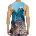 Cute Dolphins In The Ocean Print Men's Muscle Tank Top