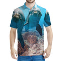 Cute Dolphins In The Ocean Print Men's Polo Shirt