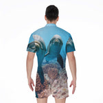 Cute Dolphins In The Ocean Print Men's Rompers