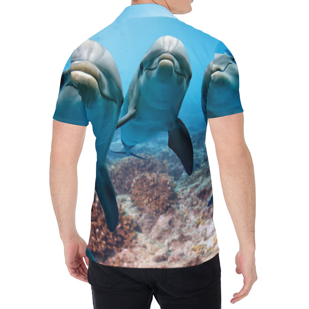 Cute Dolphins In The Ocean Print Men's Shirt
