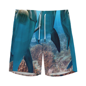 Cute Dolphins In The Ocean Print Men's Sports Shorts