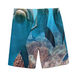 Cute Dolphins In The Ocean Print Men's Sports Shorts