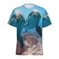Cute Dolphins In The Ocean Print Men's Athletic T-Shirt