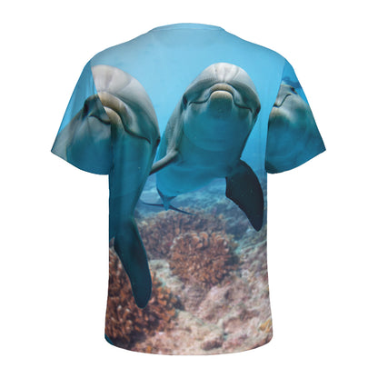 Cute Dolphins In The Ocean Print Men's Sports T-Shirt
