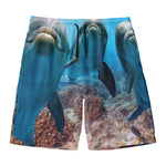 Cute Dolphins In The Ocean Print Men's Swim Trunks