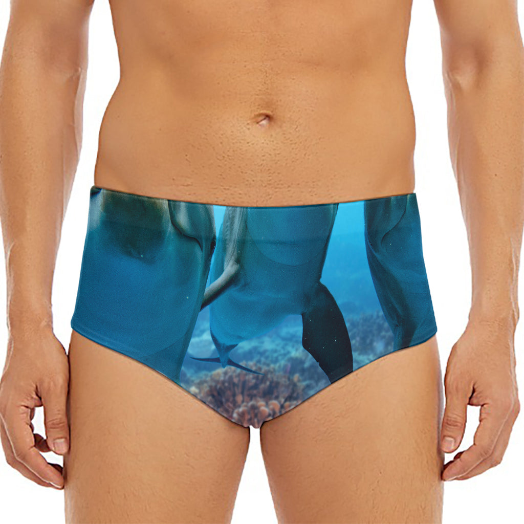 Cute Dolphins In The Ocean Print Men's Triangle Swim Briefs