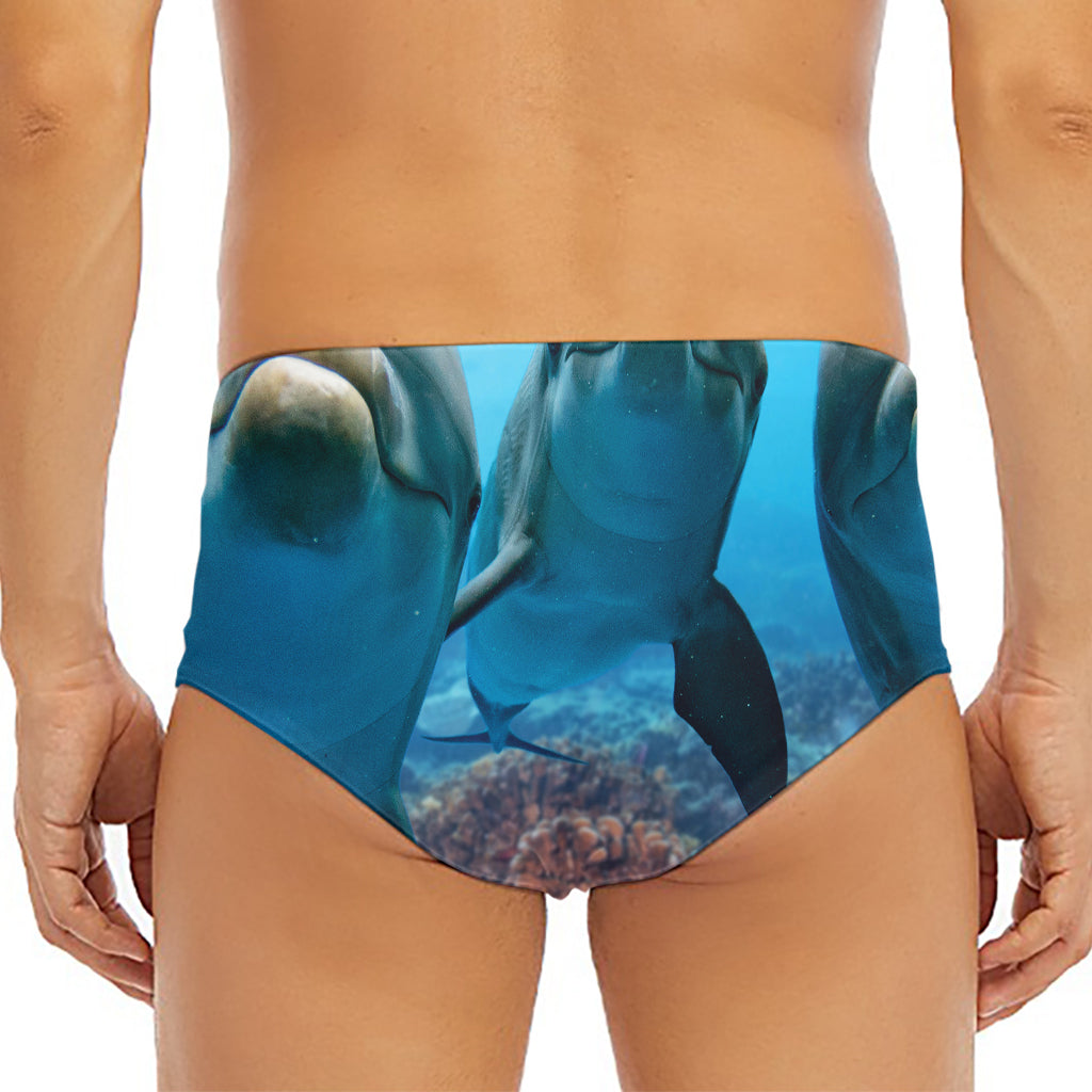 Cute Dolphins In The Ocean Print Men's Triangle Swim Briefs
