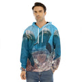 Cute Dolphins In The Ocean Print Men's Velvet Pullover Hoodie