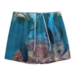 Cute Dolphins In The Ocean Print Mesh Shorts