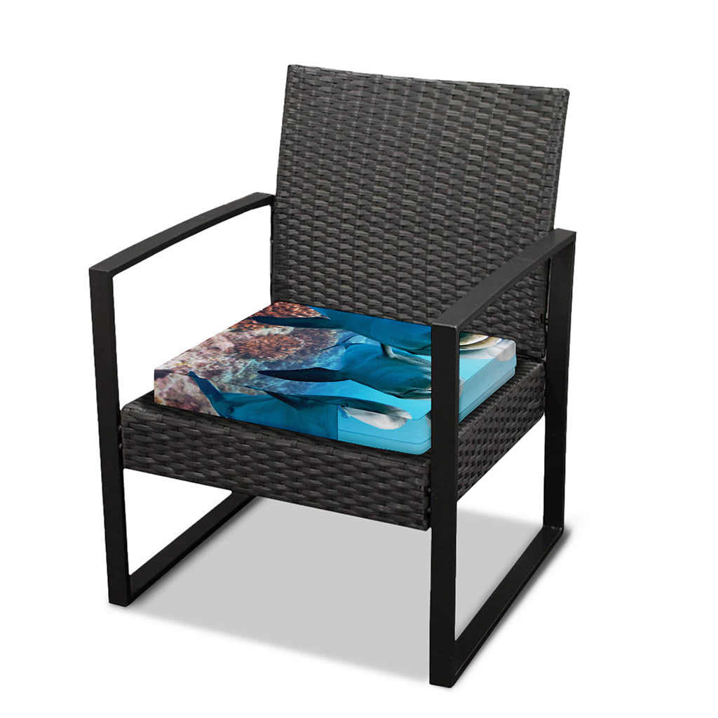 Cute Dolphins In The Ocean Print Outdoor Seat Cushion Cover