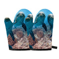 Cute Dolphins In The Ocean Print Oven Mitts