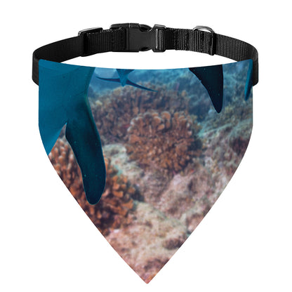 Cute Dolphins In The Ocean Print Over The Collar Dog Bandana