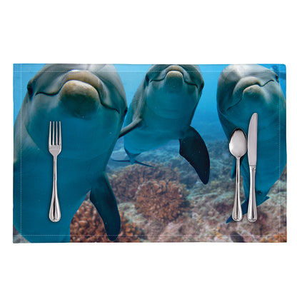 Cute Dolphins In The Ocean Print Placemat