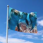 Cute Dolphins In The Ocean Print Polyester Flag