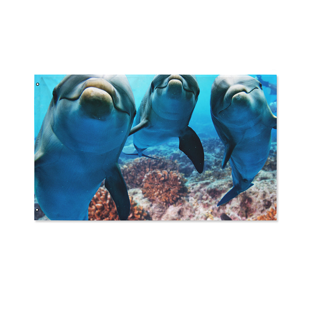 Cute Dolphins In The Ocean Print Polyester Flag