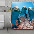 Cute Dolphins In The Ocean Print Polyester Shower Curtain